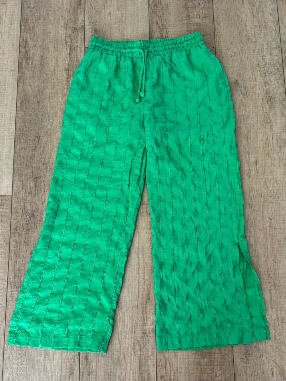 NWOT Jason Wu Kelly Green Eyelet Wide Leg Drawstring Pants L
